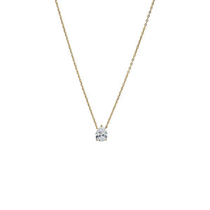 Gold CZ Pear Three Prong Pendant Necklace - Adina Eden's Jewels