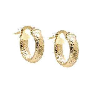 14K Gold Baby Textured Hoop Earring 14K - Adina Eden's Jewels