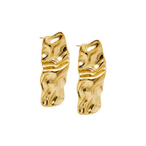 Gold Fluid Gold Statement Drop Stud Earring - Adina Eden's Jewels