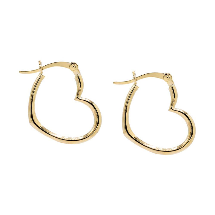 14K Gold Solid Heart Shaped Hoop Earring 14K - Adina Eden's Jewels