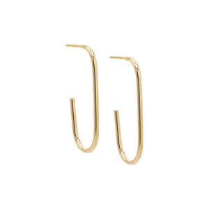 14K Gold Solid Open Paper Clip Hoop Earring 14K - Adina Eden's Jewels