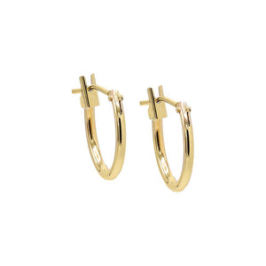 14K Gold / Pair Solid Thin Rounded Huggie Earring 14K - Adina Eden's Jewels