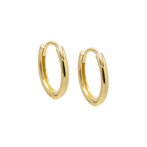 14K Gold / Pair Solid Rounded Mini Huggie Earring 14K - Adina Eden's Jewels