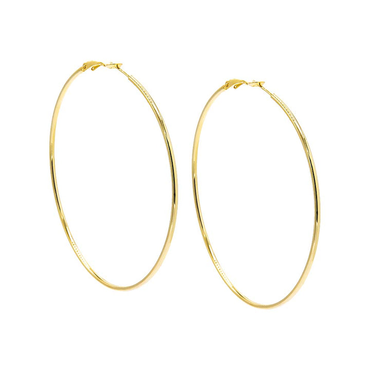 Gold / 70MM Rounded Hollow Hoop Earring - Adina Eden's Jewels
