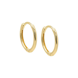 14K Gold / 12 MM / Pair Mini Solid Huggie Earring 14K - Adina Eden's Jewels