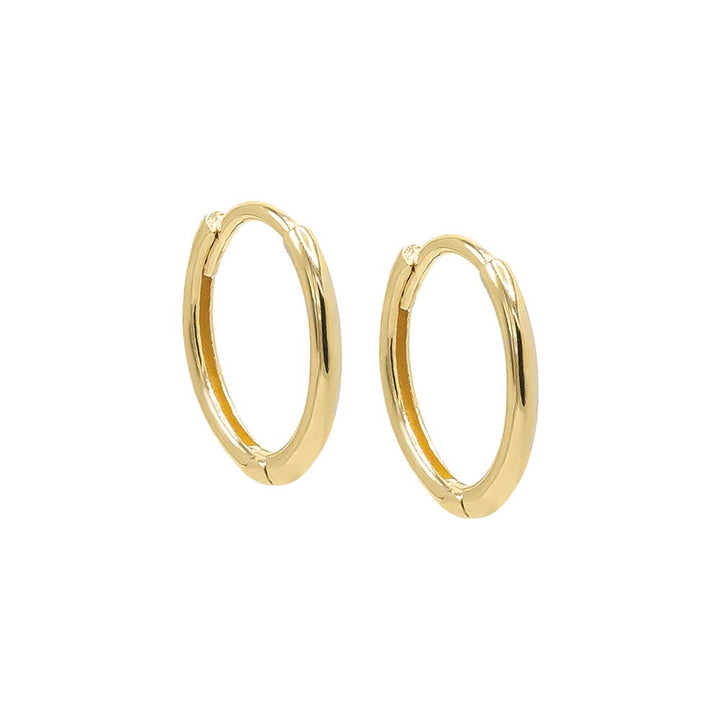 14K Gold / 12 MM / Pair Mini Solid Huggie Earring 14K - Adina Eden's Jewels