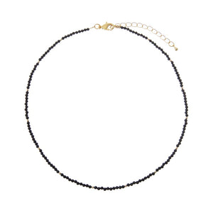Black Black Spinel GemStone Beaded Choker Necklace - Adina Eden's Jewels