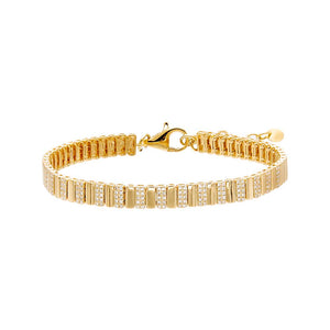 14K Gold Diamond Pave Fluted Pattern Tennis Bracelet 14K - Adina Eden's Jewels