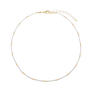 Pearl White Golden Tiny Pearl Beaded Choker Necklace - Adina Eden's Jewels