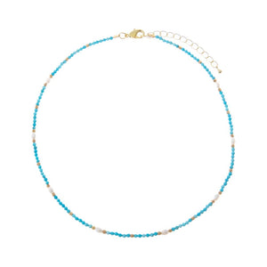 Turquoise Fresh Water Pearl Turquoise Beaded Choker Necklace - Adina Eden's Jewels