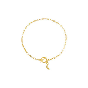 Gold Solid Moon Toggle Bracelet - Adina Eden's Jewels