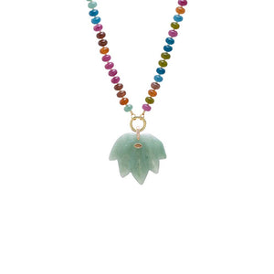 Jade Green Jade Green Leaf Pendant Beaded Clicker Necklace - Adina Eden's Jewels