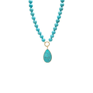 Turquoise Vintage Turquoise Teardrop Pendant With Beaded Necklace - Adina Eden's Jewels