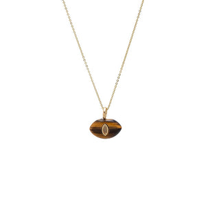 Tiger Eye Evil Eye Natural Stone Pendant Necklace - Adina Eden's Jewels