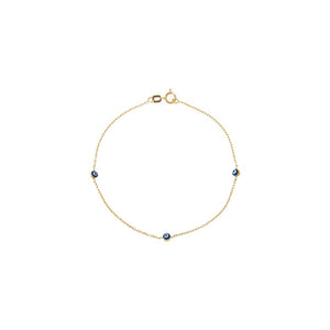 14K Sapphire Blue Evil Eye Station Bracelet 14K