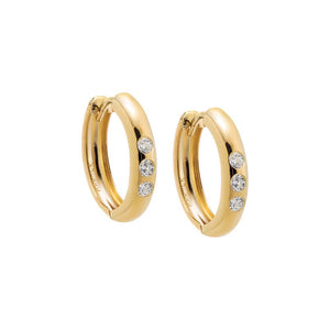 14K Gold CZ Scattered Huggie Earring 14K - Adina Eden's Jewels