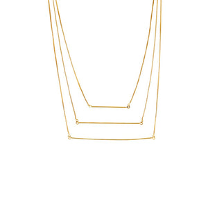 Gold Solid Triple Bar Layered Necklace - Adina Eden's Jewels