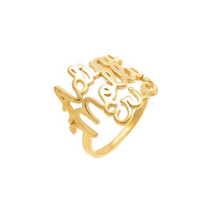 Gold / 5 Solid Triple Name Ring - Adina Eden's Jewels