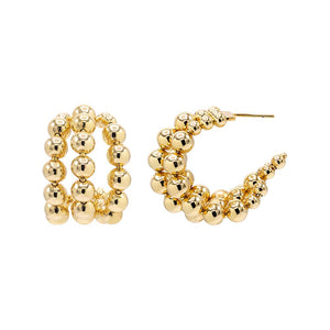 Gold Gold Filled Graduated Beaded Balls Open Hoop Earring - Adina Eden's Jewels
