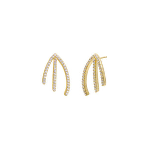 Gold Pave Triple Cage Ear Climber Earring - Adina Eden's Jewels