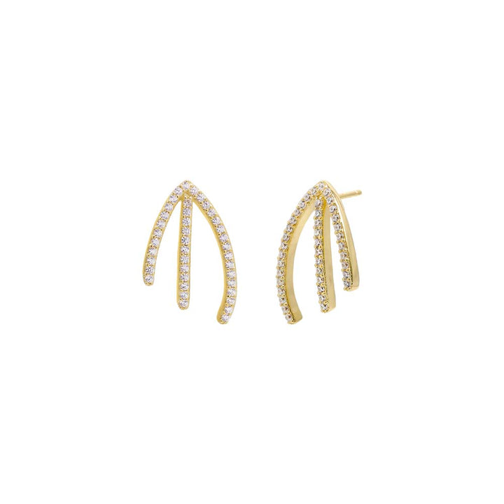 Gold Pave Triple Cage Ear Climber Earring - Adina Eden's Jewels