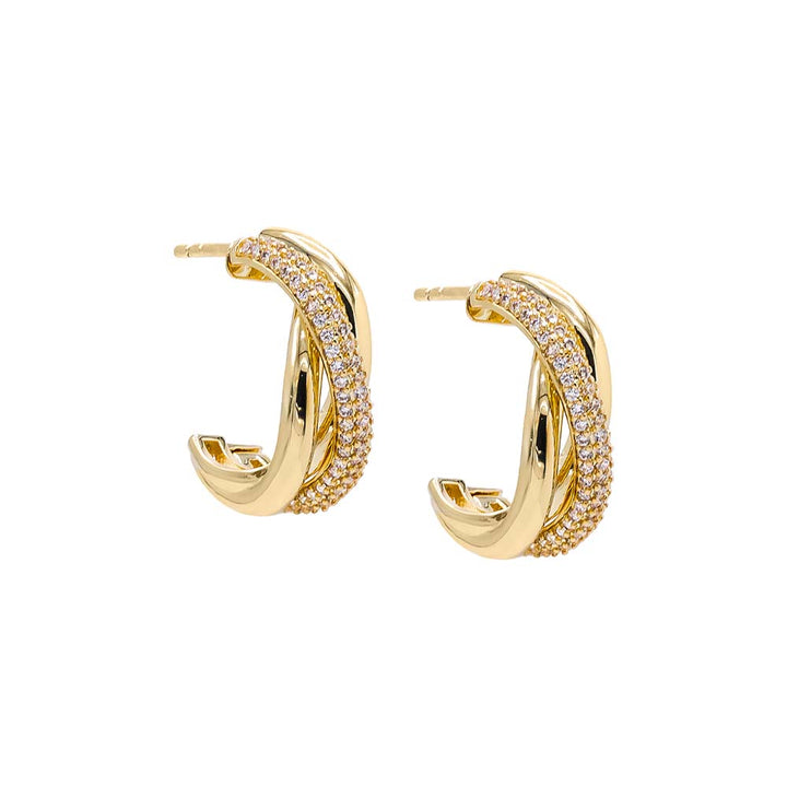  Solid/Pave Mini Cluster Hoop Earring - Adina Eden's Jewels