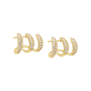 Gold Pavé Triple Claw Stud Earring - Adina Eden's Jewels