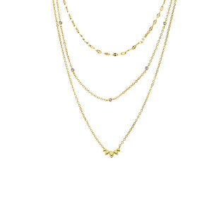 Gold Three In One Dainty CZ Chain Necklace - Adina Eden's Jewels