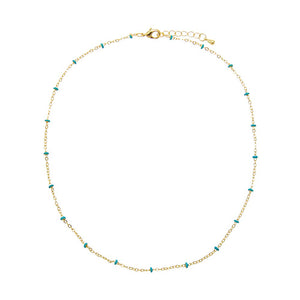 Colored Enamel Beaded Link Chain Choker Necklaced