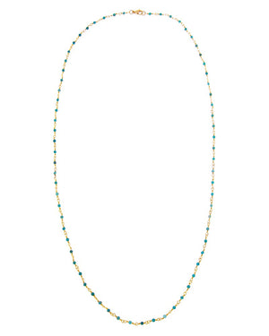 Extra Long Colored Bead Chain W/ Gold Necklace
