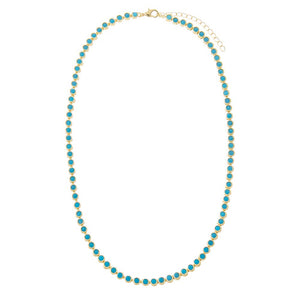 Turquoise Turquoise Gemstone Bezel Tennis Necklace - Adina Eden's Jewels