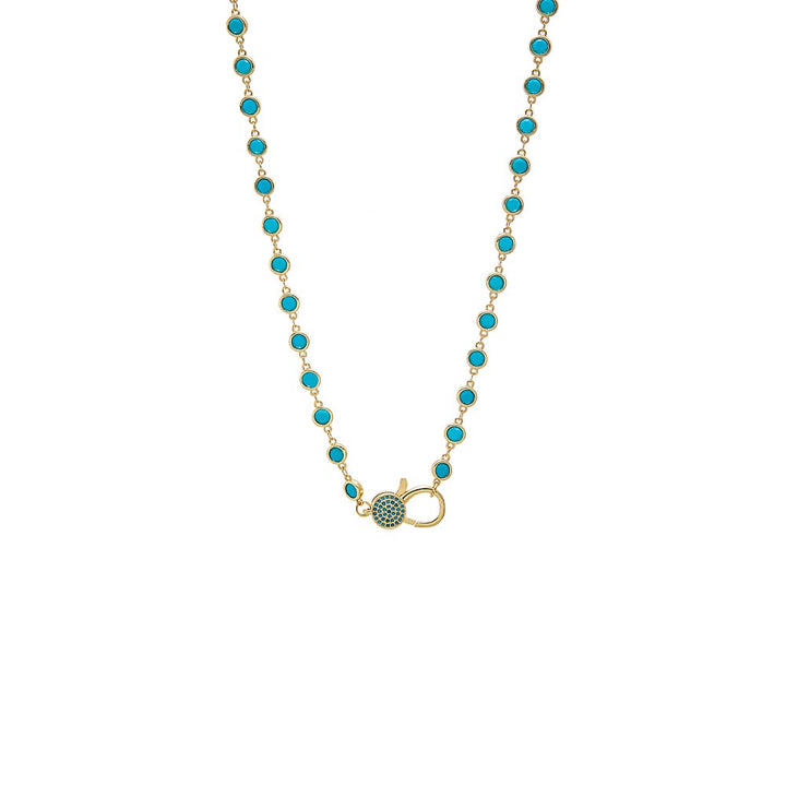 Luxury Bezel /Pave Turquoise Lobster Clasp Chain Necklace – Adina Eden
