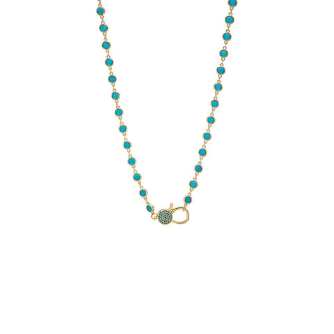 アクセサリー 1216 14900 Luxury Bezel /Pave Turquoise Lobster Clasp Chain Necklace – Adina Eden