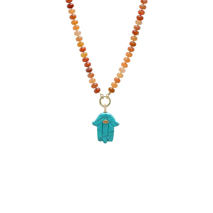 Colored Hamsa Evil Eye Pendant Beaded Clicker Necklace – Adina Eden
