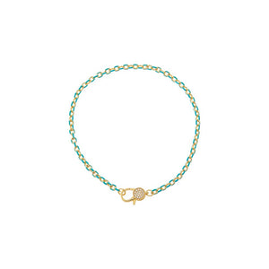 Colored Enamel Pave Disc Clasp Link Chain Anklet