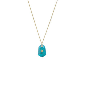 Turquoise CZ Bezel Unique Shape Natural Stone Necklace - Adina Eden's Jewels