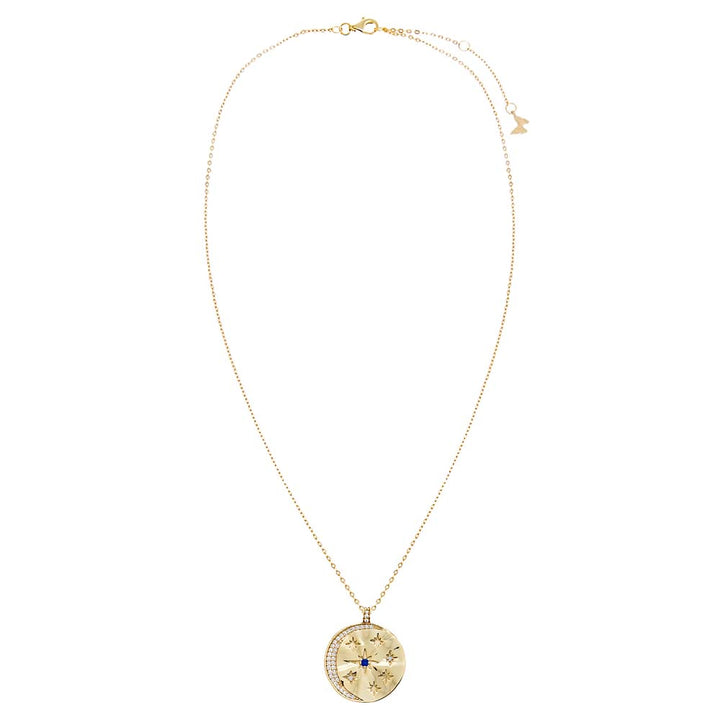 Pave Star & Moon Disc Necklace - Adina Eden's Jewels