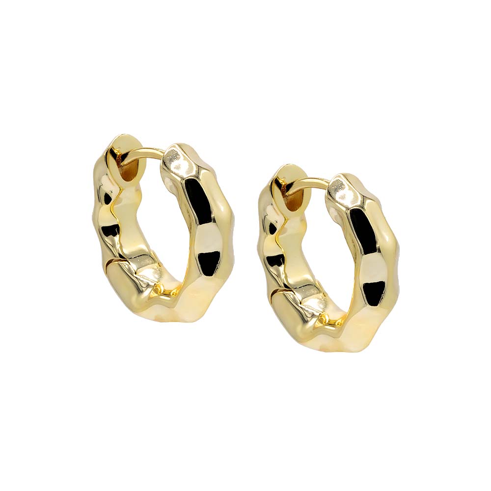 Gold / Pair Solid Indented Chunky Hoop Earring - Adina Eden's Jewels