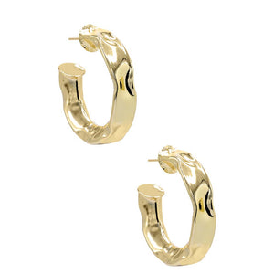 Gold Squiggly Textured Hoop Earring - Adina Eden's Jewels