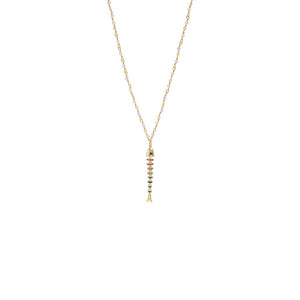 Multicolor Fishbone With Transparent Beaded Pendant Necklace