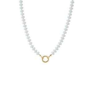 White Beaded Clicker Necklace