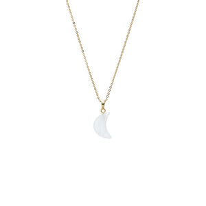 White Crescent Moon Natural Stone Pendant Necklace - Adina Eden's Jewels