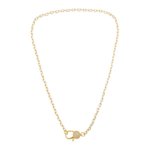 Colored Enamel Pave Disc Clasp Link Chain Choker Necklace