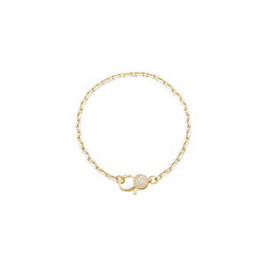 Colored Enamel Pave Disc Clasp Link Chain Bracelet