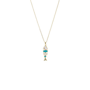 Colored Enamel Fish Pendant Necklace