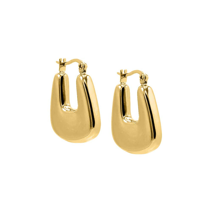 Gold Solid Graduated Square Shape Hoop Earring - Adina Eden's Jewels