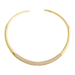 Gold Pave Accented Graduated Collar Choker Necklace - Adina Eden's Jewels