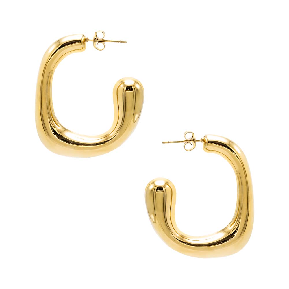 Gold Solid Open Square Hoop Earring - Adina Eden's Jewels