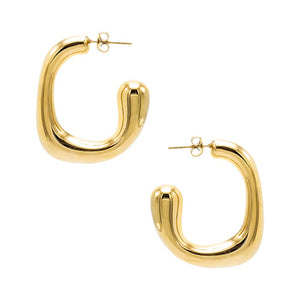 Gold Solid Open Square Hoop Earring - Adina Eden's Jewels