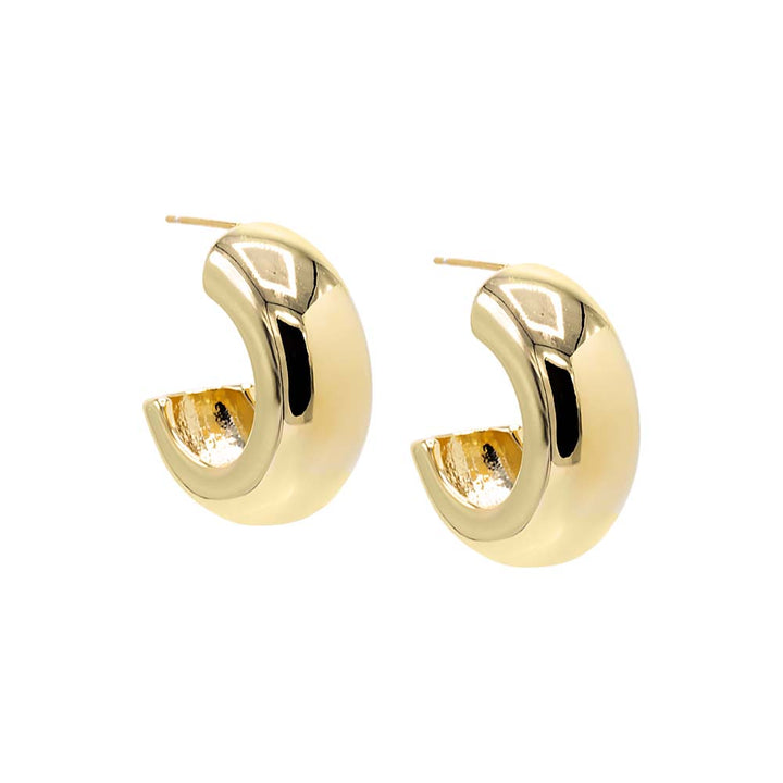 Gold Solid Hollow Rounded Hoop Earring - Adina Eden's Jewels